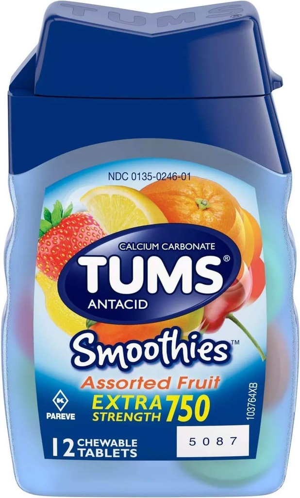 Tums Smoothies Antacid Calcium Supplement, 12 ct
