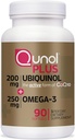 Qunol Plus Ubiquinol Coq10 200mg with Omega 3 250mg Extra Strength Antioxidant (Bovine Version), 90 Count