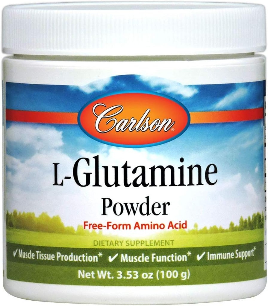 Carlson - L-Glutamine Powder, Free-Form Amino Acid, 3 g, Muscle Tissue Production & Function, Immune Support, 3.53 oz (100 g)