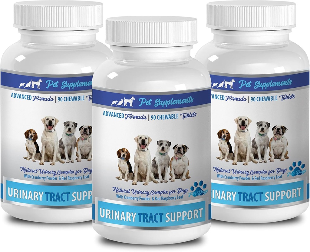 Dog Urinary Incontinence Supplements - Dog Urinary Tract Support - Natural Cranberry Solution - Bladder Health - Vet Recommended - Cranberry Juice for Dogs - 3 Bottle (270 Treats)
