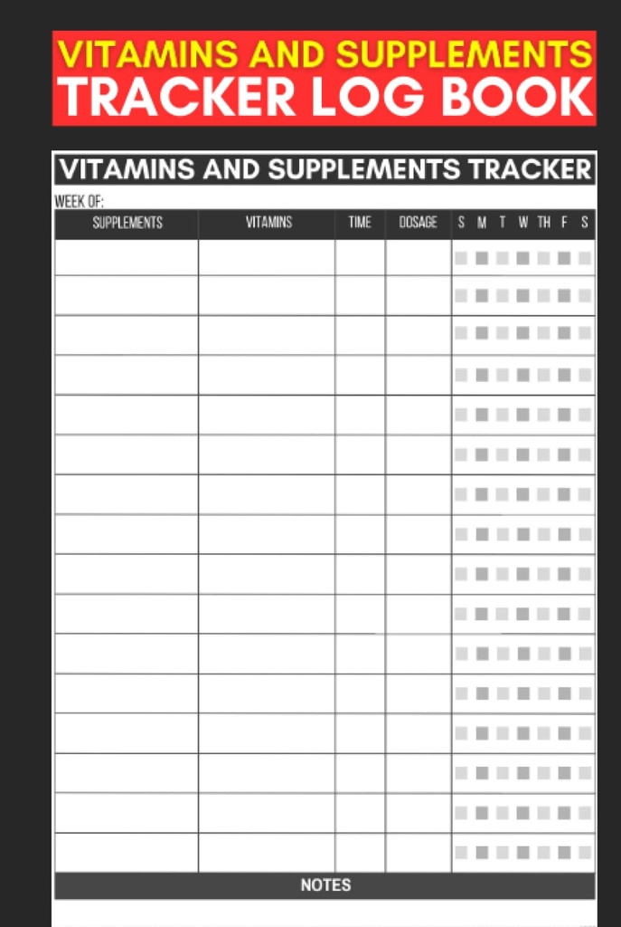 Vitamins and Supplements Tracker Log Book: Cute Record Book Gift for Nurses, Caregivers and Guardians to Track of Supplements & Vitamins Intake