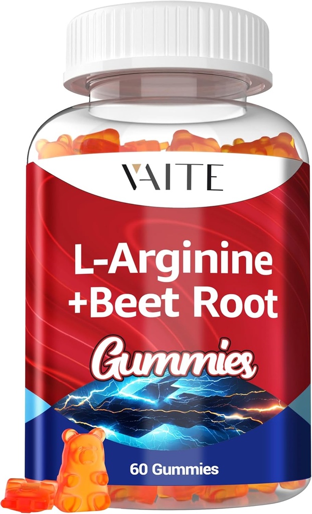 L Arginine Supplement Beet Root Gummies - Double Strength, Energy Boost, Circulation Support and Stamina, Organic Chewable Beets Supplements for Men and Women, Vegan Gummy, Non-GMO, Sugar-Free