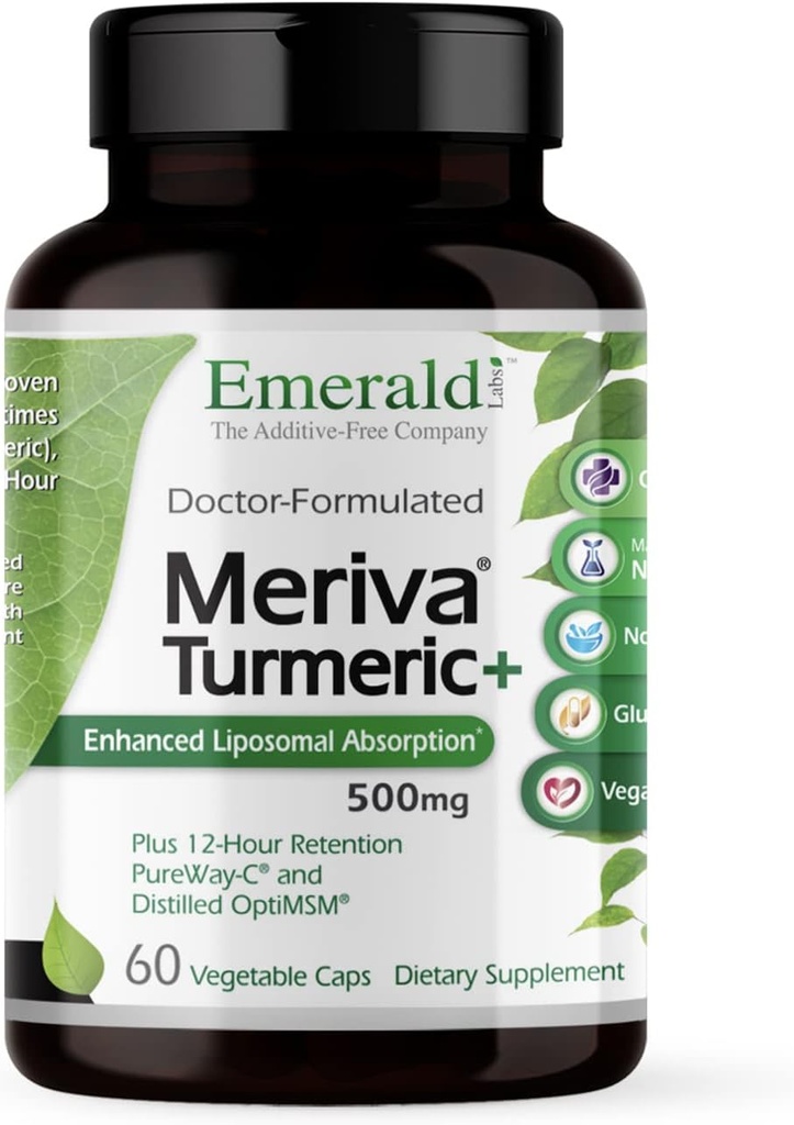 Emerald Labs Meriva Turmeric Plus - Meriva Turmeric, PureWay-C Vitamin C & OptiMSM - Supports Joint Health & Immune Response - 60 Vegetable Capsules (Up to 60-Day Supply)