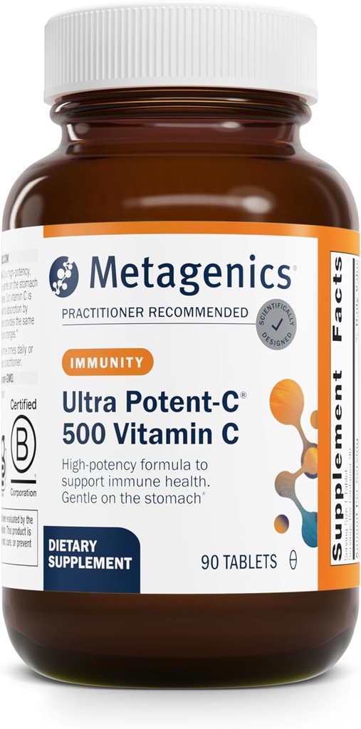 Metagenics Ultra Potent-C 500 - Buffered Vitamin C Supplement for Immune Support, Antioxidant Defense & Collagen Formation - Gentle, Stomach-Friendly, Non-GMO, Gluten-Free - 90 Tablets