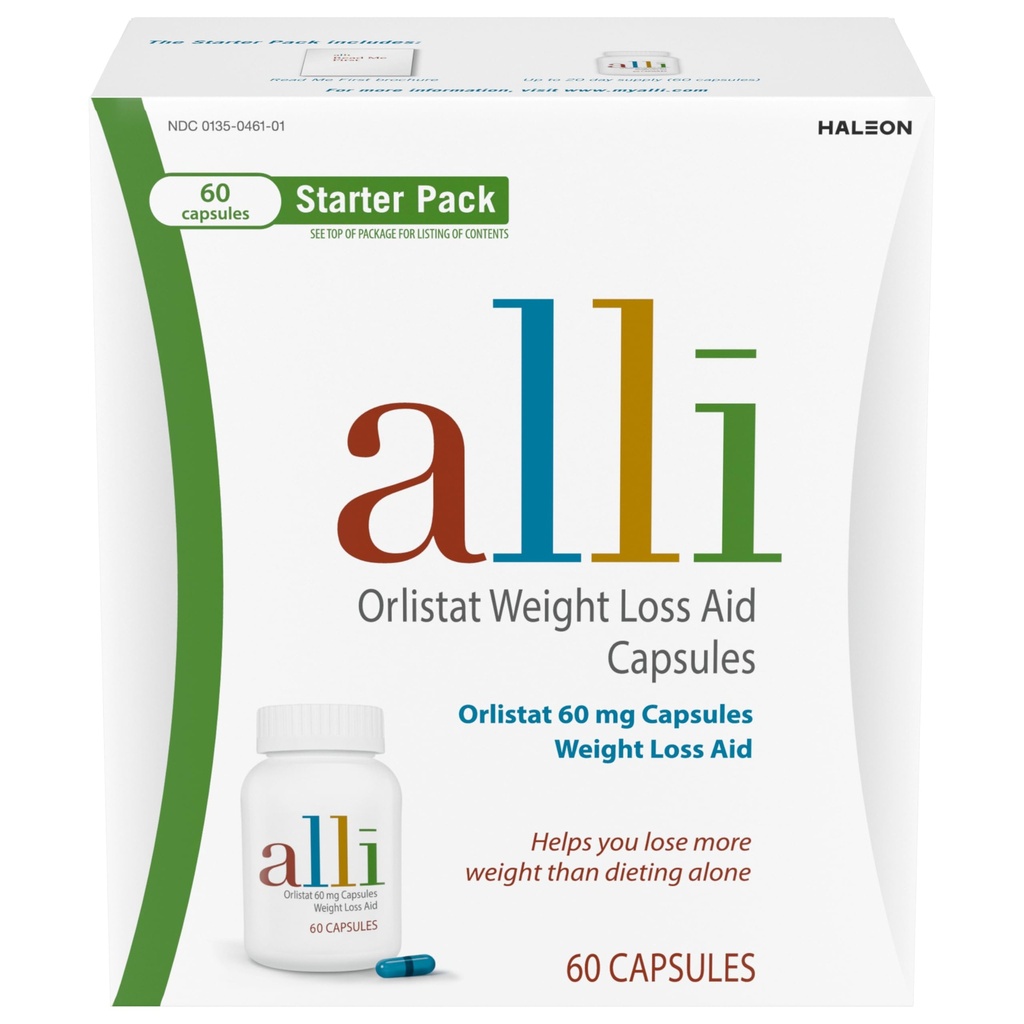 alli Diet Weight Loss Supplement Pills, Orlistat 60mg Capsules Starter Pack, Non prescription weight loss aid, 60 count(Pack of 1)