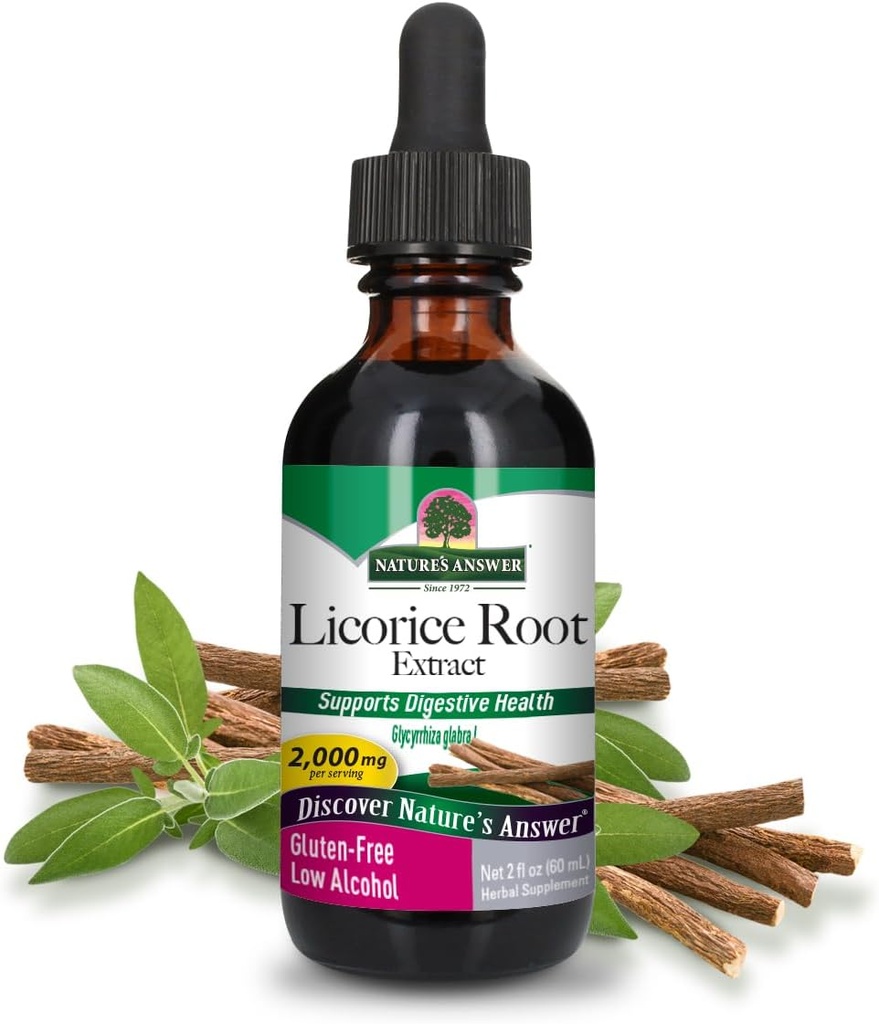 Nature's Answer Licorice Root Supplement 2000 mg 2oz Low-Alcohol Extract | Supports Digestion | Promotes Respiratory Function | Natural Detox | Single Count