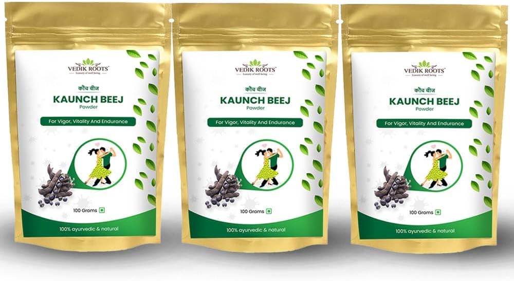 Kaunch Beej Powder – Natural Ayurvedic Herb for Daily Wellness | 100% Pure & Vegan 100g Each(Pack of 3)