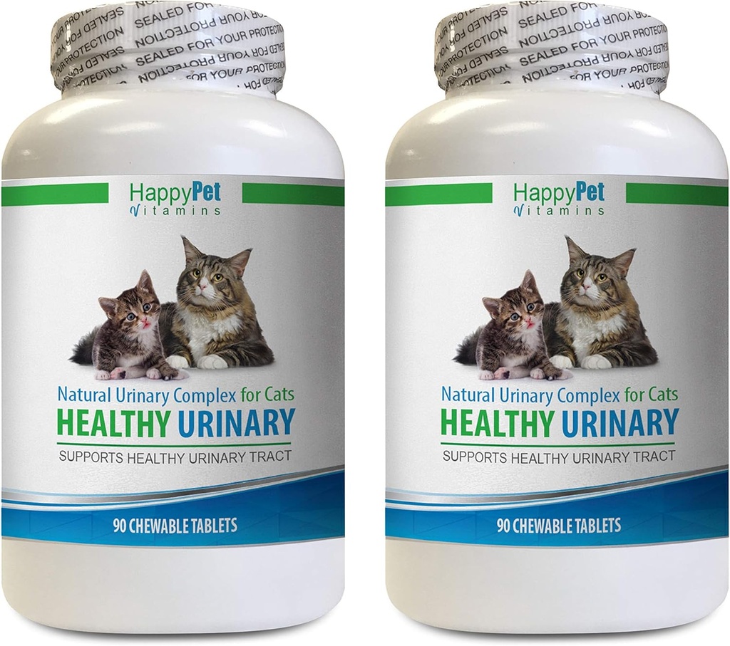cat Bladder Health Food - CAT Healthy Urinary Complex - UTI Solution - Natural Formula - Cranberry cat Treats - 2 Bottles (180 Tablets)