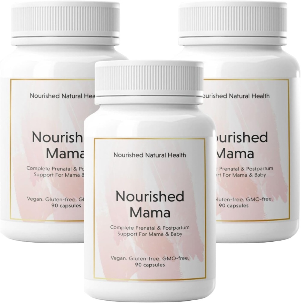 Nourished Mama Prenatal Multi Vitamin - Vegan Multivitamin for Preconception, Pregnancy, Postpartum and Breastfeeding Support - Iron-Free with Methylated Folate & High Dose Choline - 270 Capsules
