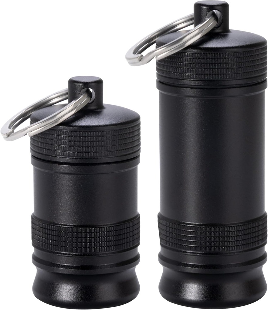Portable Pill Holder Keychain - Waterproof Aluminium Alloy Small Pill Case, Metal Pill Container for Purse Daily Pill Box Medicine Bottle Organizer for Outdoor Camping Travel