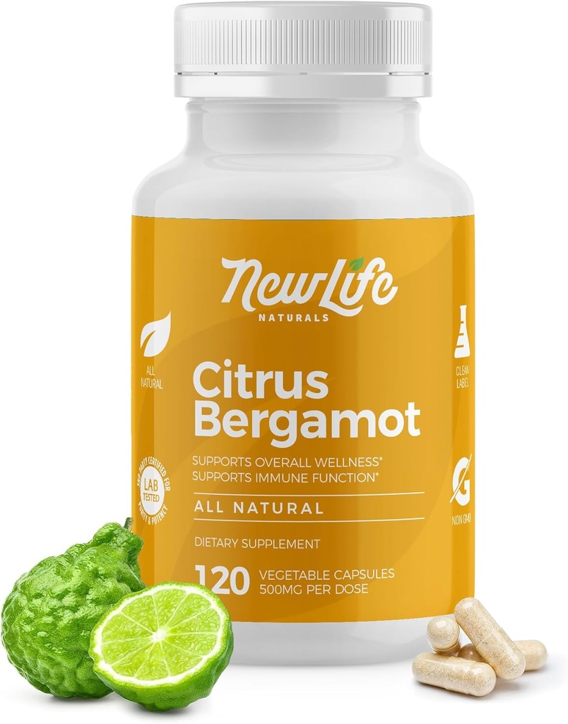 NewLife Naturals Citrus Bergamot Supplements 500 MG for Cholesterol Support- Cholesterol Supplement - 120 Veggie Capsules