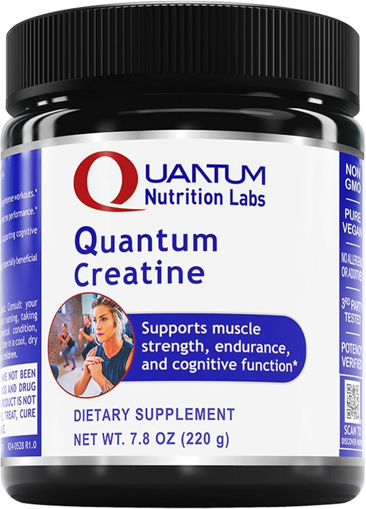 Quantum Nutrition Labs Quantum Creatine - Creatine Monohydrate Powder, Creatine Powder for Men, Women, Vegetarians, Unflavored Vegan Friendly Formula - 7.8 oz (40 Servings)