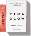 Vida Glow Marine Collagen Powder - Anti Aging Supplement with Collagen Peptides, Promotes Glowing Skin, Strong Nails, Healthy Hair | 30 Servings, Peach Flavor