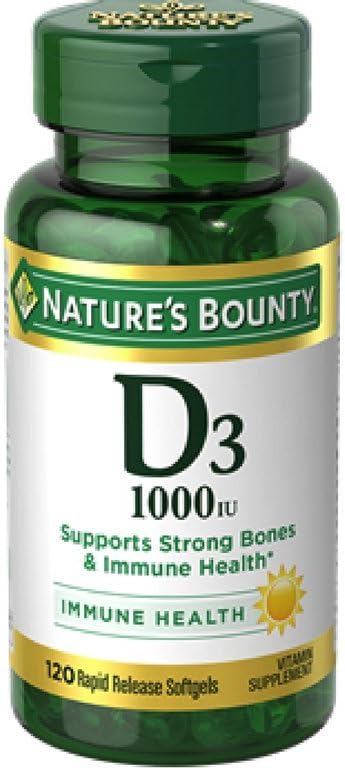 Nature's Bounty Vitamin D3 1000 IU Immune Health, 120 Softgels (Pack of 12)