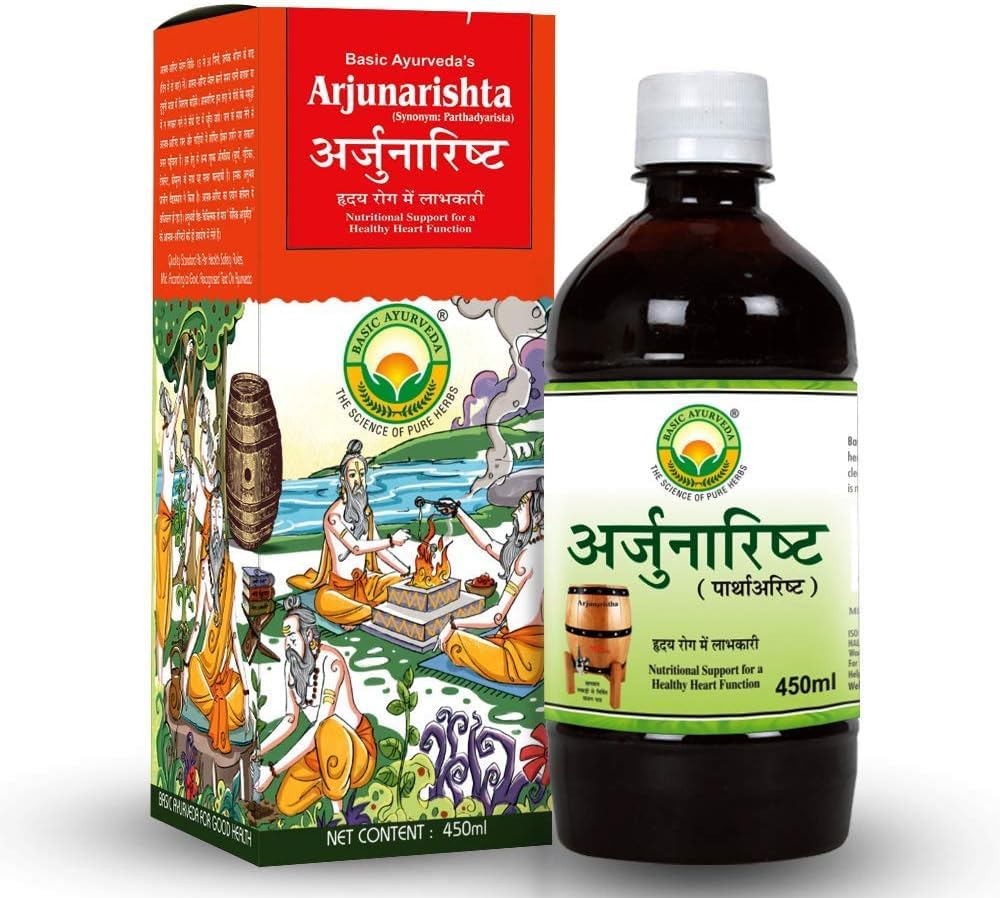 THRU Arjunarishta Syrup | 450ml | Hypertension | Chest Problem | Maintain Cholesterol Level | Herbal Heart Tonic | Improve Stomach Health