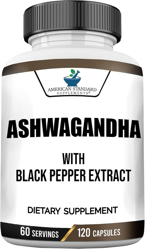 Ashwagandha 6000mg, Ashwagandha Root, Ashwagandha Capsules, Organic Ashwagandha Capsules, Ashwagandha Organic, Ashwagandha Supplements with Organic Black Pepper Extract, Aswagandha, 120 Veggie Caps