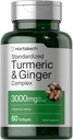 Horbäach Turmeric and Ginger Supplement 3000 mg | 60 Softgel Capsules | Turmeric Curcumin Complex with Black Pepper Extract | Non-GMO, Gluten Free
