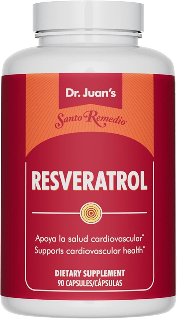 Santo Remedio Resveratrol, Supports Cardiovascular Health*, Dietary Supplement, Vegetarian, No Artificial Colors, No Artificial Flavors, 200 mg, 90 Capsules