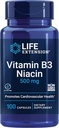 Life Extension Vitamin B3 Niacin, Heart Health, Cholesterol & Energy Support, Gluten-Free, Non-GMO, 100 Capsules