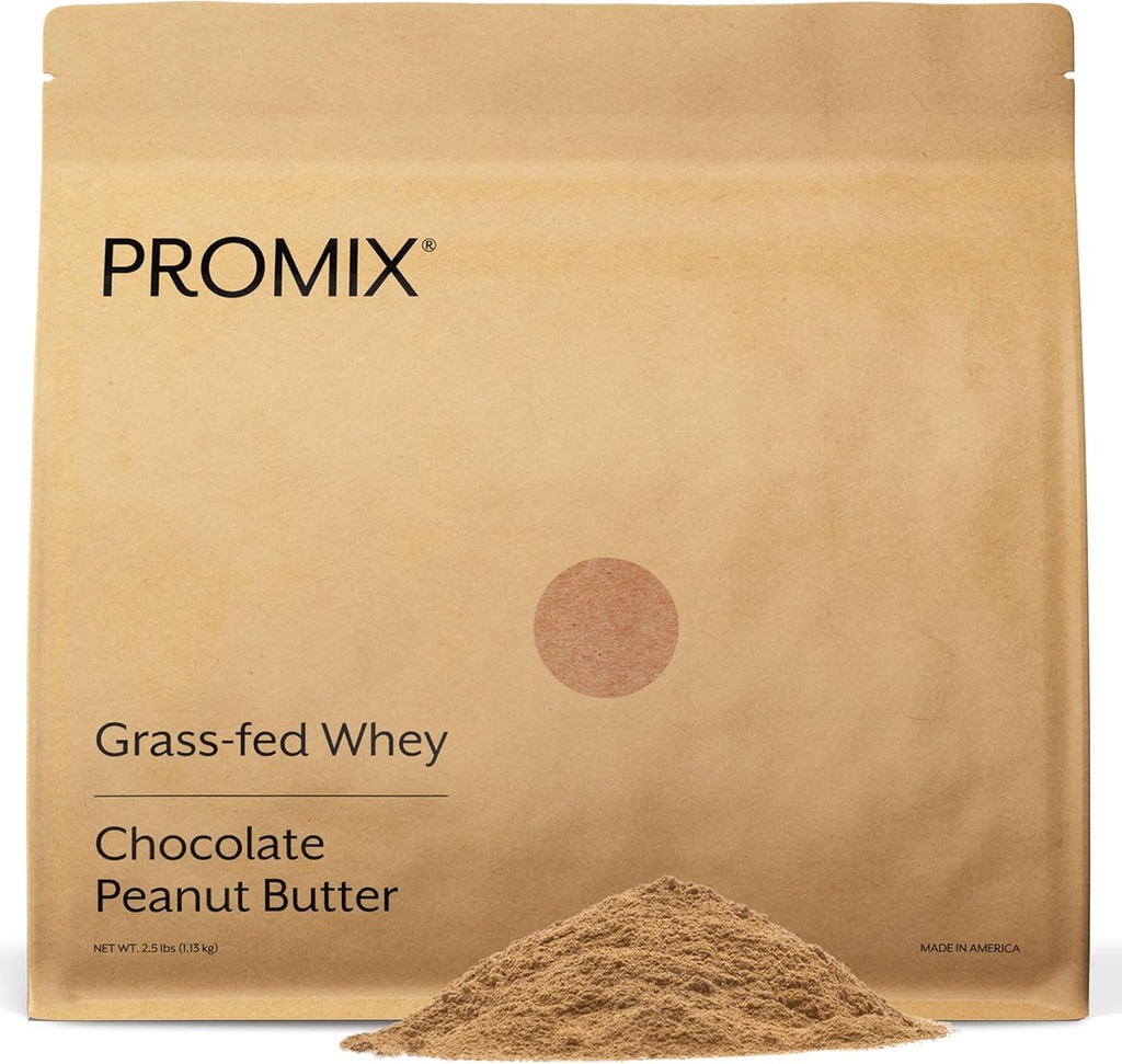 ProMix Nutrition Whey Protein Powder, Chocolate Peanut Butter - Grass-Fed - ­Post Workout Fitness & Nutrition Shakes, Smoothies, Baking & Cooking Recipes - Gluten-Free - 2.5 Pound (Pack of 1)