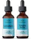 HERBAMAMA Herbal Liquid Drops Kit - Bundle of Lomatium Root Extract and Stinging Nettle Tincture 2 fl oz - Vegan, Non-GMO, Sugar & Alcohol-Free - 2 Pack