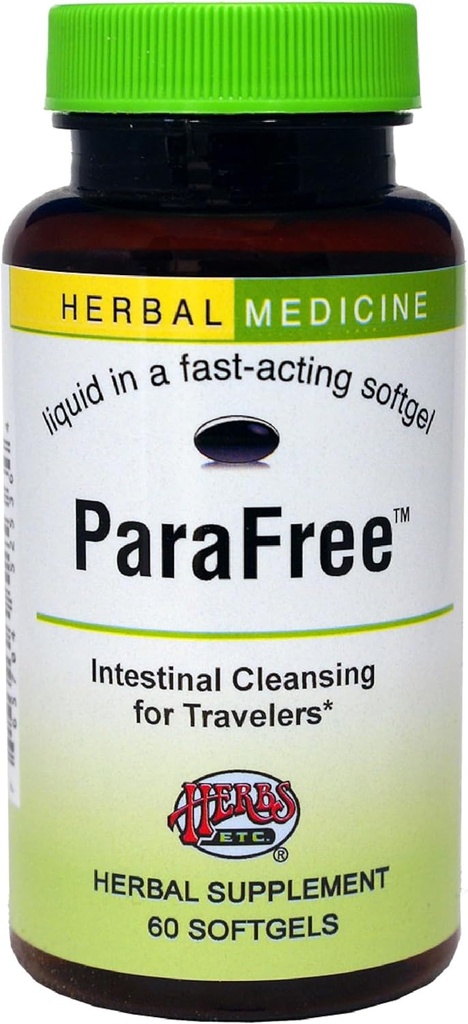 Herbs Etc. ParaFree - Gastrointestinal Support Supplement to Aid Intestinal Cleansing - Digestive Herbal Supplement with Wormwood, Quassia & Male Fern - 60 Softgels (60 Servings)