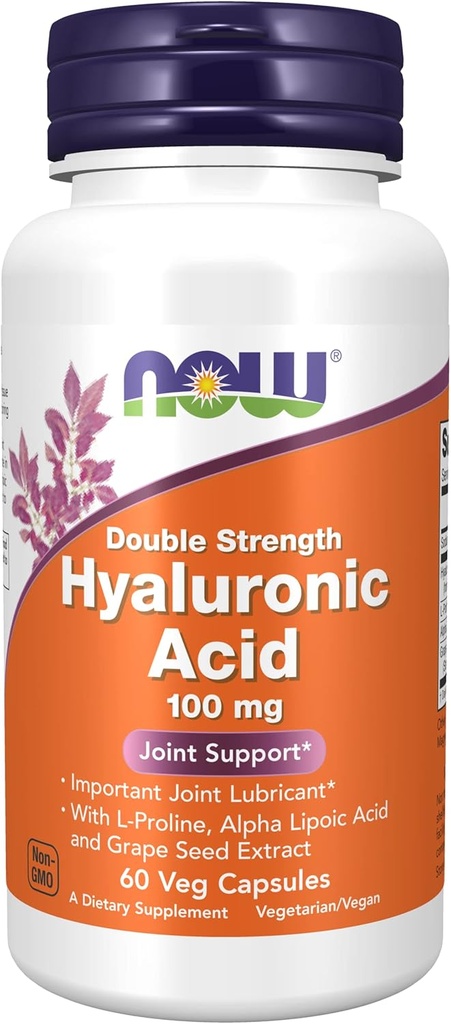 3 Bottles of Now Foods, HYALURONIC Acid 100MG 2X Plus 60 CAPS