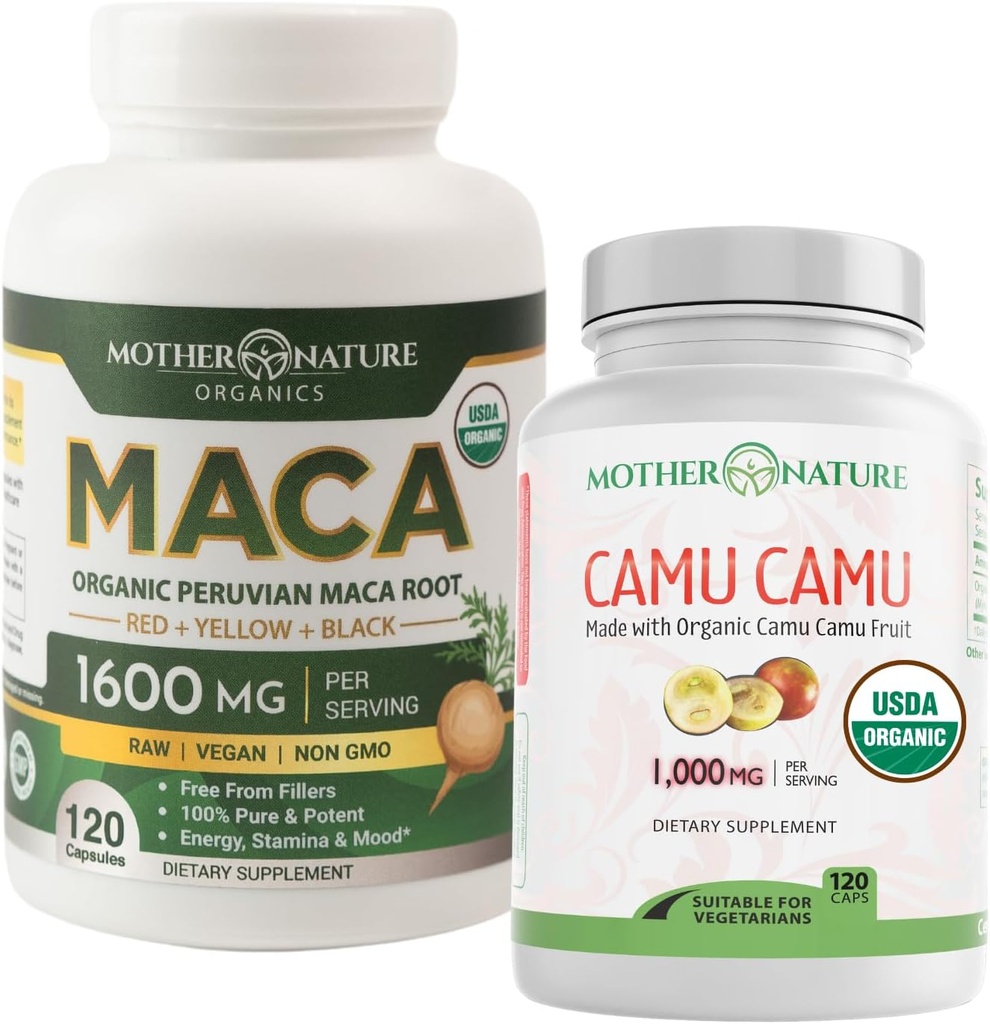 Organic Vitamin C + Maca Root Capsules – Natural Energy & Immune Support