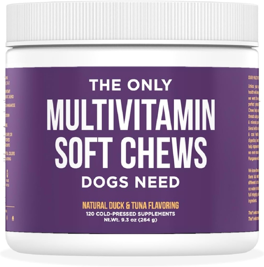 Natural Rapport Dog Multivitamin - The Only Multivitamin Soft Chews That Dogs Need - 120ct Contain Zinc, and Manganese to Support Functions and Keep Dog Healthy
