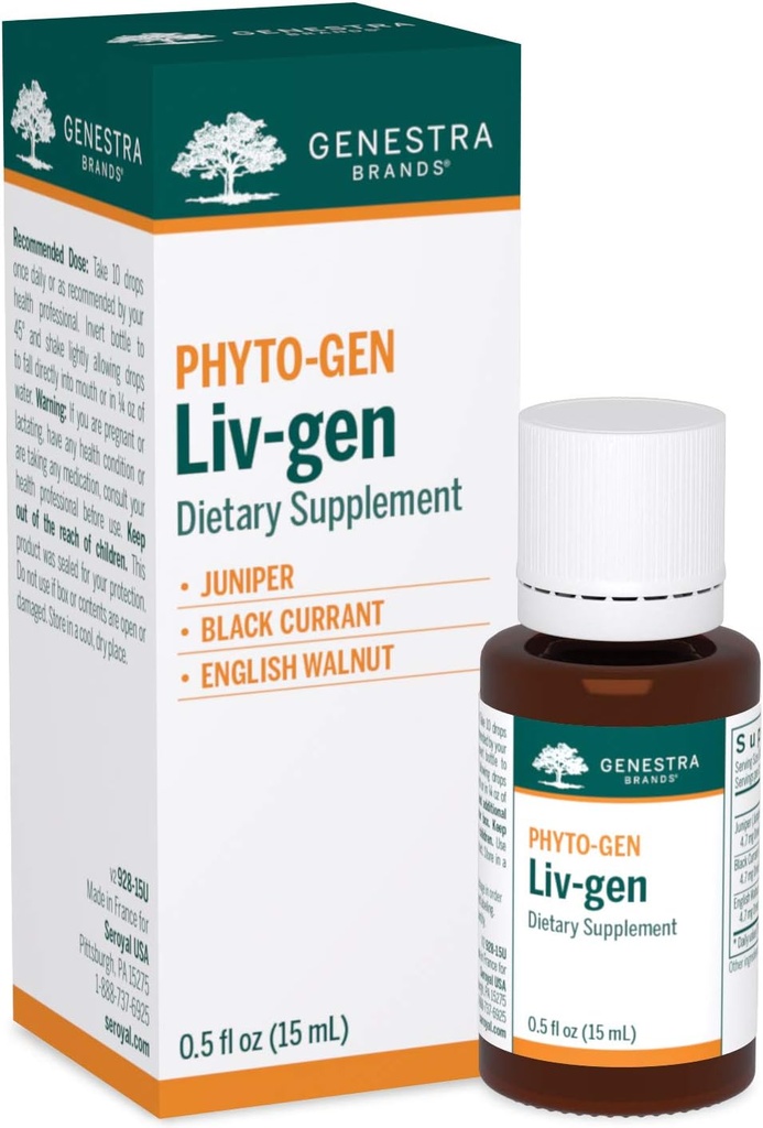 Genestra Brands Liv-gen | Juniper, Black Currant, and English Walnut Herbal Supplement | 0.5 fl. oz.