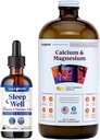 LIQUIDHEALTH Sleep Well Melatonin Drops & Calcium and Magnesium Liquid Joint Supplement Bundle - Natural Herbal Sleep Aid, Promotes Relaxation, Bone, Tissue, & Joint Support - USA Made, Vegan, Non-GMO