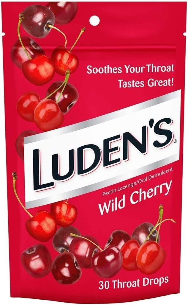 Luden's Throat Drops Wild Cherry 30 Drops (3 PACK)