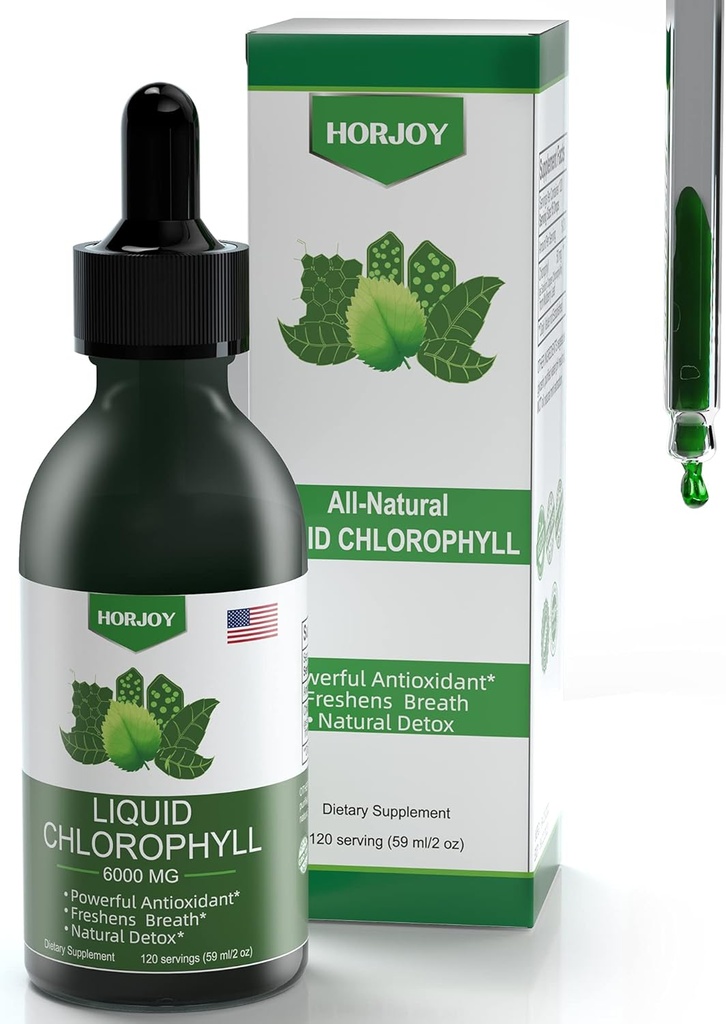 Chlorophyll Liquid Drops - 100% Natural Energy Booster and Immune Support - Internal Deodorant and Detox - Altitude Sickness Relief - Fast Absorption, Vegan & Non-GMO - 120 Servings (Pack of 1)