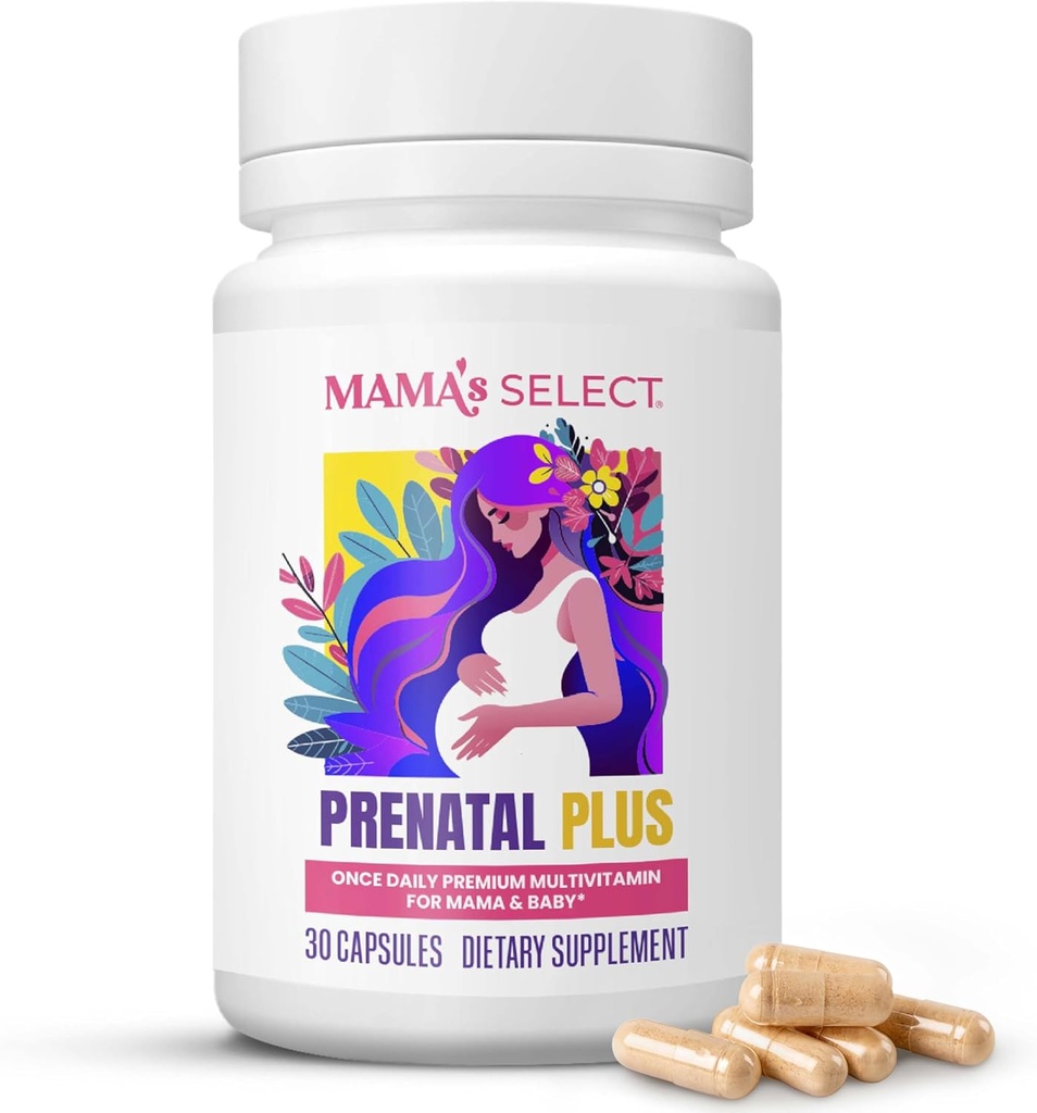 Mama's Select Prenatal Vitamins for Women – Allergen-Free, MTHFR Friendly, Methylated Folate & B Vitamins, Easy-to-Digest, Supports Fetal Development, Once Daily, Vegan, No Biotin