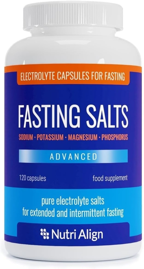 Nutri-Align Fasting Salts Fasting Electrolytes Advanced, 120 Capsules | Pure Electrolytes for Fasting - Intermittent & Extended Fasting | Sodium Potassium Magnesium Electrolytes | Sugar & Filler Free