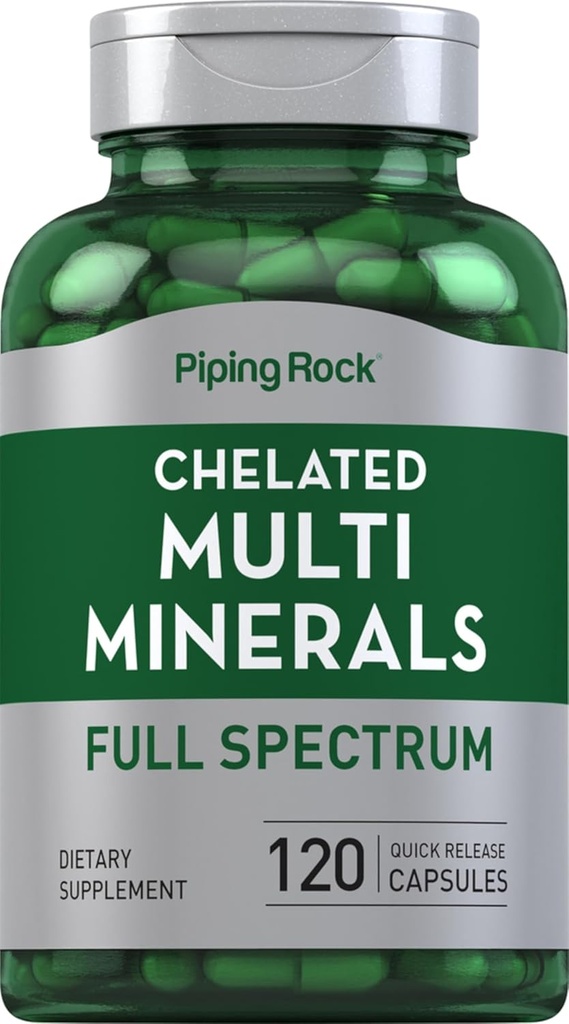 Piping Rock Mega Multi Mineral Chelated Supplement | 120 Capsules | for Men and Women | Iron Free | Non-GMO, Gluten Free
