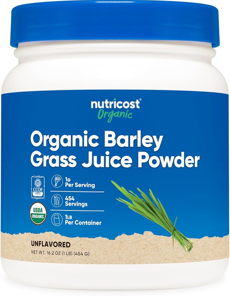 Nutricost Organic Barley Grass Juice Powder (1 LB) (Unflavored)
