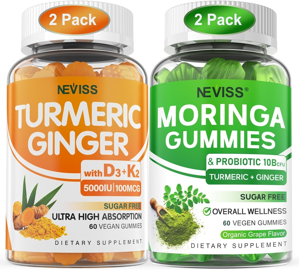 2 Pack Turmeric Ginger Gummies + 2 Pack Moringa Gummies