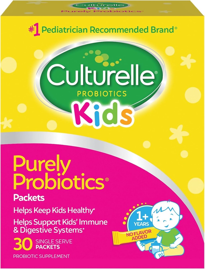 Culturelle Kids Daily Probiotic Packets for Kids, (Ages 3+) - 30 Count - From the 1 Pediatrician-Recommended Brand – Flavorless Daily Probiotics for Digestive Health & Immune Support