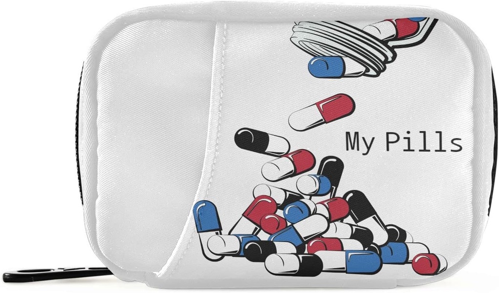 Pill Organizer Funny Medicine Pill Box 7 Day Pill Case Bag Travel Pill Organizer Bag with Zipper Portable Weekly Case Compact Size for Vitamin Supplement Holder