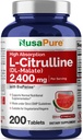 NusaPure L-Citrulline 2,400mg 200 Vegetarian Tablets (Non-GMO, Gluten Free, 100-Day Supply, Bioperine)