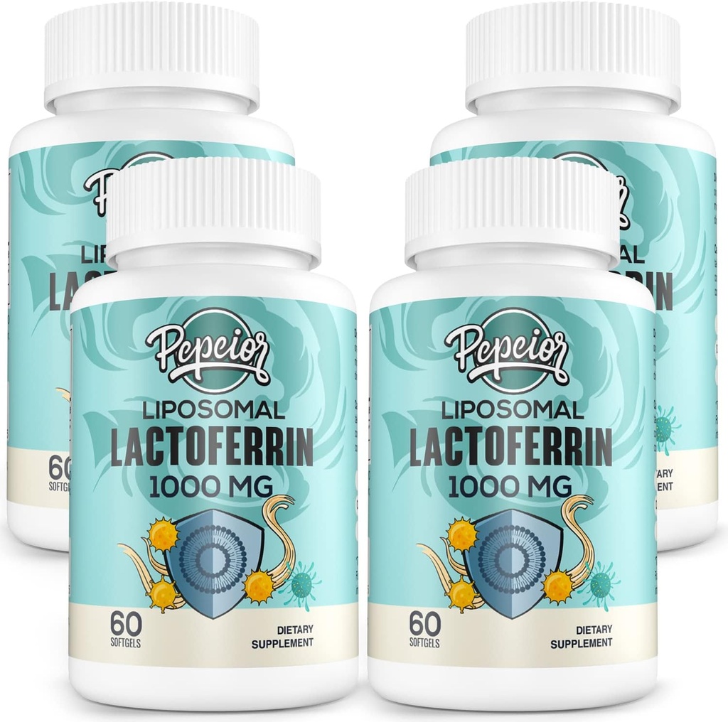 Liposomal Lactoferrin 1000 mg Diet - Maximized Lactoferrin - A Component in Colostrum - for Iron Absorption & Immune Function Lactoferrin Supplements for Adults, 60 Softgels (4 Bottle)