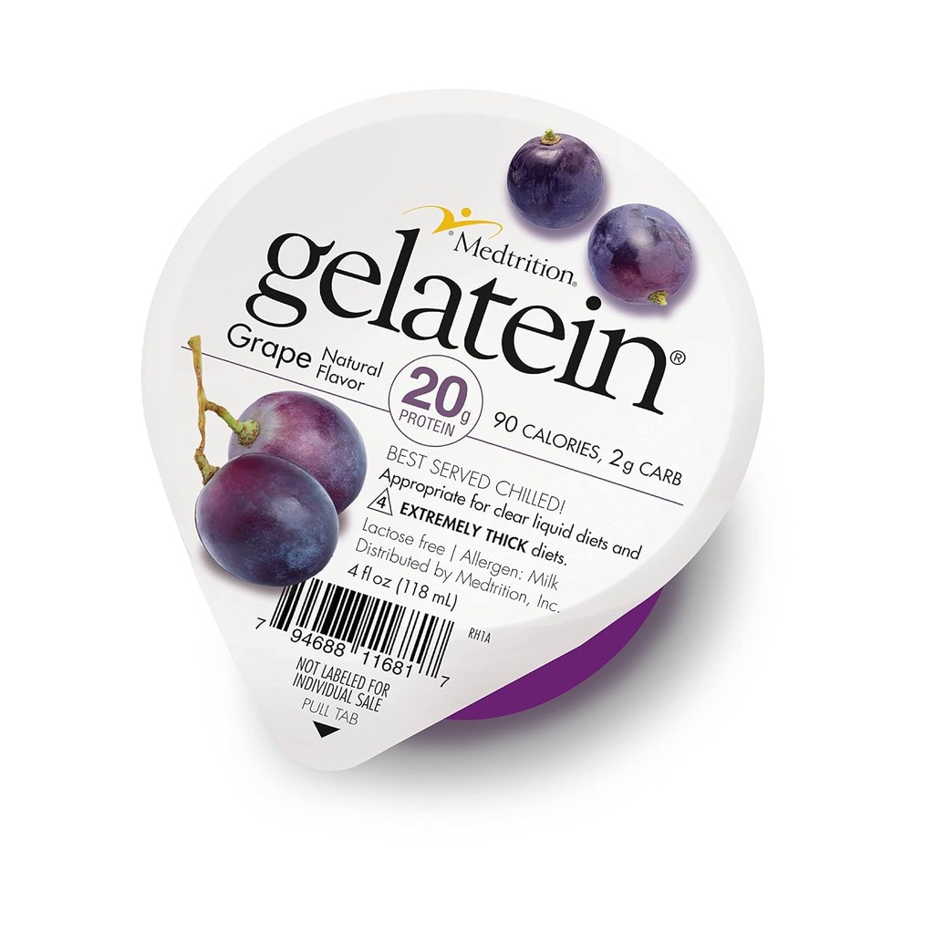 Medtrition Gelatein Grape- High Protein, Sugar Free Gelatin with 20 Grams of Protein | Ideal for Clear Liquid Diets, swallowing Difficulties, bariatric, Dialysis and Oncology (36 Servings)