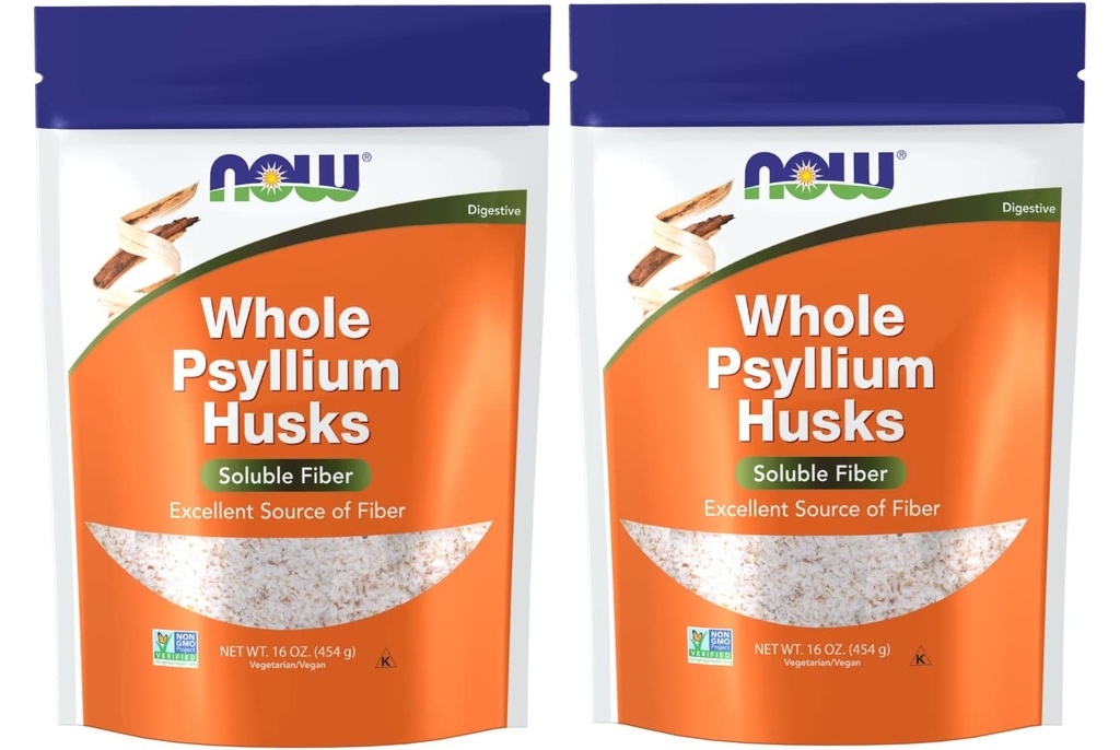 NOW Foods Psyllium Husks Whole, 16 Oz (Pack of 2)