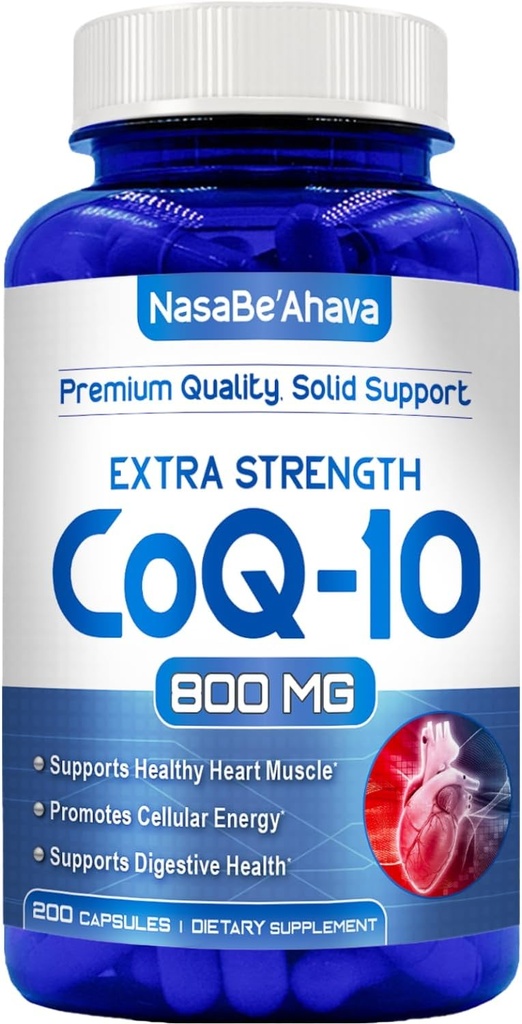 CoQ10 800mg Capsules | Vegan Friendly Coenzyme Q10 800mg from Easy Absorption Ubiquinone Supplement for Skin Heart and Energy Support | Made in The USA in cGMP Facilities (100 Servings)