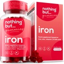 Women & Men Natural Iron Supplement | a Delicious Mixed Berry Flavor | Chewable Vegan Iron Supplements w/Vitamin C, Zinc, Folic Acid & B Vitamins | 60 Iron Gummies | Anemia