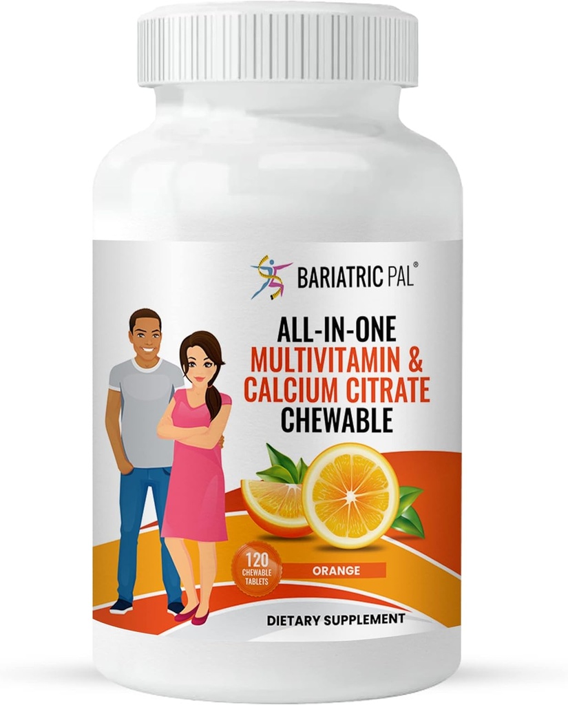 BariatricPal "ALL-IN-ONE" Chewable Multivitamin with Calcium Citrate & Iron - Orange (CLEARANCE: Best by June 30, 2025)