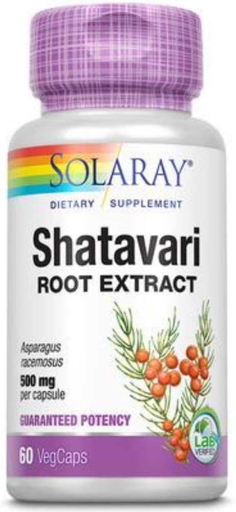 SOLARAY Guaranteed Potency Shatavari Root Extract, Veg Cap (Btl-Plastic) 500mg | 60ct