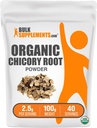 BulkSupplements.com Organic Chicory Root Powder - Chicory Root Supplement, Chicory Root Coffee Alternative - Fiber Supplement, Gluten Free, 2.5g per Serving, 100g (3.5 oz) (Pack of 1)