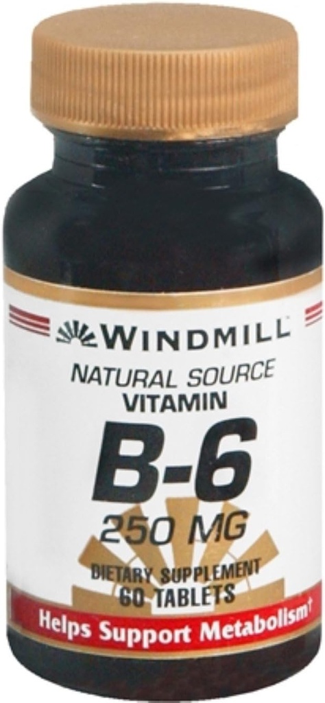 Windmill Vitamin B-6 250 mg Tablets 60 Tablets (Pack of 2)